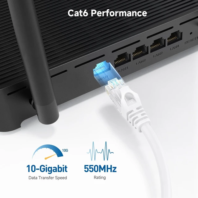 Alt view image 8 of 10 - Cable Matters 10Gbps Snagless Long Cat 6 Ethernet Cable - 125ft, Cat 6 Cable, Cat6 Cord, Ethernet Cord, White