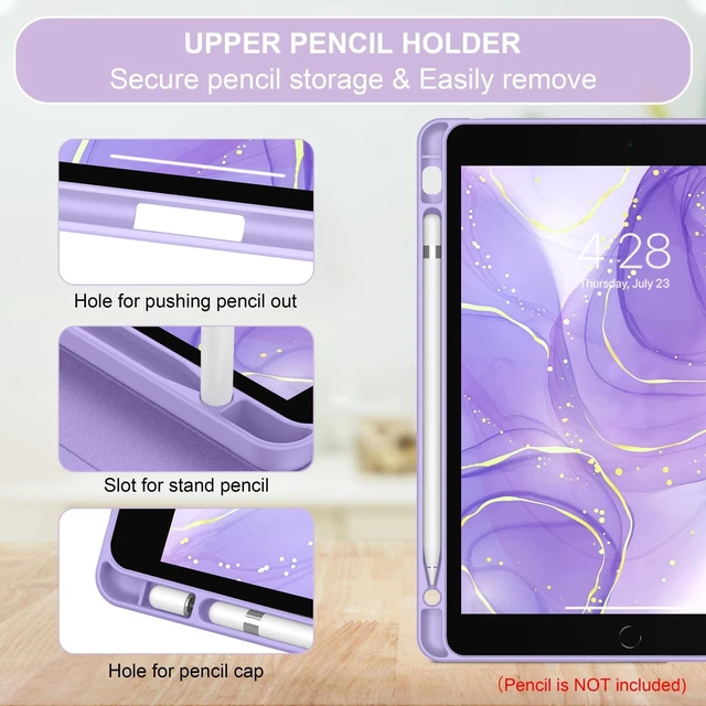 Alt view image 8 of 10 - Soke for iPad 9th/8th/7th Generation Case with Keyboard 10.2 Inch-7 Color Backlitght Magnetic Wireless Detachable Folio Keyboard Cover with Pencil Holder for Apple iPad Gen 9/8/7, Violet Marble