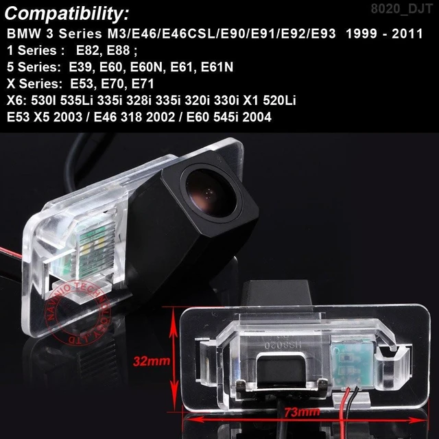 Alt view image 7 of 10 - 1280p Super Pro Waterproof Car Rear View Backup License Plate Light Camera Viewing Angle Night Vision for BMW X /1/3/5 Series E90 E91 E92 530I 530Li 320i 328i/X1 X3 X5 X6 M3 M1 E39 E46 E91 E88 E53