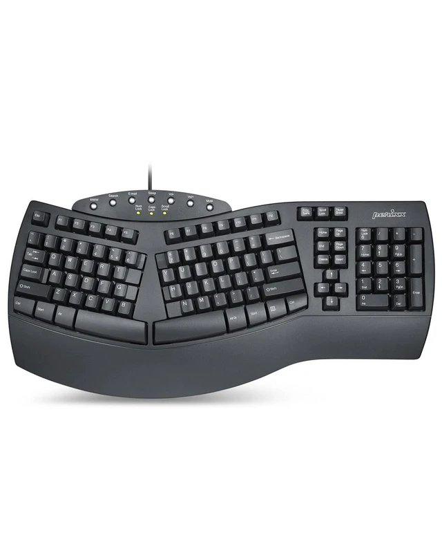 Alt view image 6 of 10 - Perixx PERIBOARD-512B Wired Ergonomic Keyboard - Split Keyboard, Wrist Rest, Natural Typing - Wired USB Connectivity - US English - Black