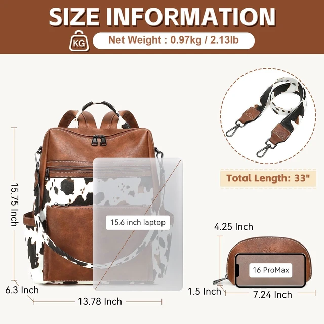 Alt view image 7 of 10 - AGLOD Vegan Leather Laptop Backpack for Women 15.6 Inch Work Backpack Purse for Travel College
