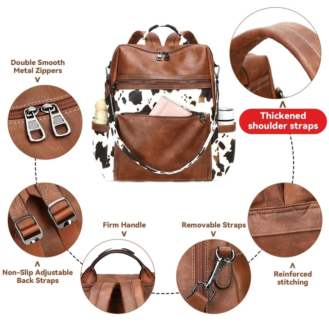 Alt view image 8 of 10 - AGLOD Vegan Leather Laptop Backpack for Women 15.6 Inch Work Backpack Purse for Travel College