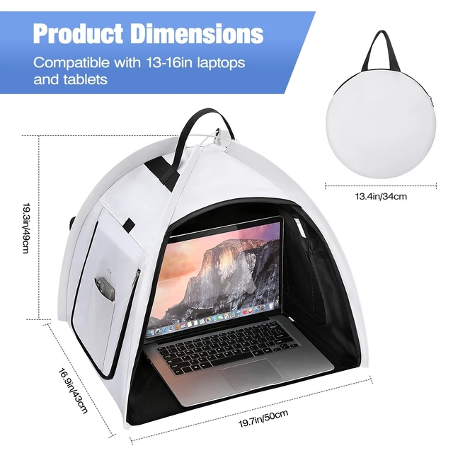 Alt view image 8 of 10 - MoKo Laptop Sun Shade and Privacy Shield Tent for 13-16 Inch Laptops