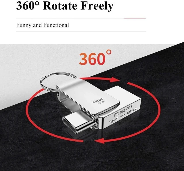 Alt view image 9 of 10 - 256GB Dual USB C Flash Drive up to 100MB/s, Type-C and USB-A 3.0 Thumb Drive, Swivel Design External Storage Metal Housing Memory Stick Compatible with iPhone 15/16/17 Windows/Android OTG,Sliver