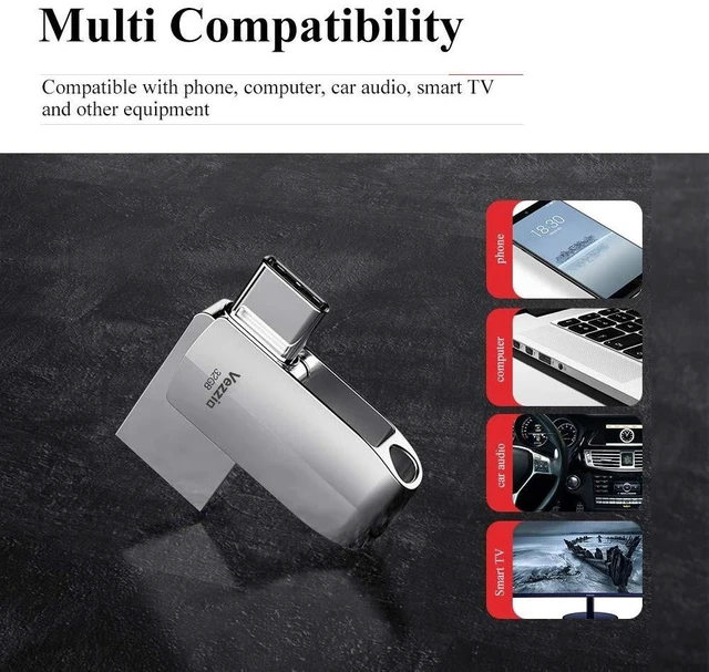 Alt view image 8 of 10 - 256GB Dual USB C Flash Drive up to 100MB/s, Type-C and USB-A 3.0 Thumb Drive, Swivel Design External Storage Metal Housing Memory Stick Compatible with iPhone 15/16/17 Windows/Android OTG,Sliver