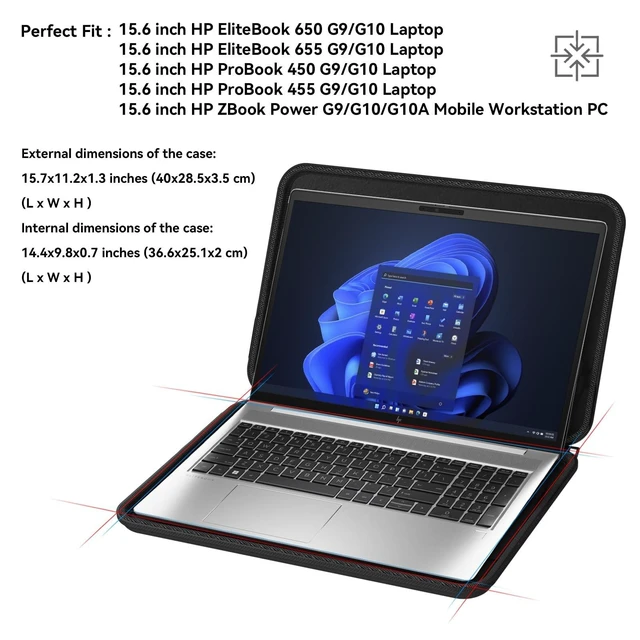 Alt view image 7 of 10 - Smatree Hard EVA Protective Sleeve Case Compatible for 15.6 inch HP EliteBook 650/655, ProBook 450/455, ZBook Power G9/G10/G10A Laptop (A1600)