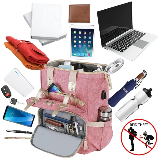 Alt view image 7 of 10 - FALANKO Laptop Backpack for Women,Large Computer Backpack Fits up to 17 Inch Laptop with USB Charging Port RFID Anti Theft Water Resistant Travel purse Casual Bookbag Teacher/work/nurse/Doctor