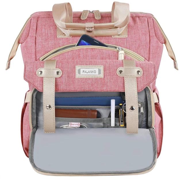 Alt view image 9 of 10 - FALANKO Laptop Backpack for Women,Large Computer Backpack Fits up to 17 Inch Laptop with USB Charging Port RFID Anti Theft Water Resistant Travel purse Casual Bookbag Teacher/work/nurse/Doctor