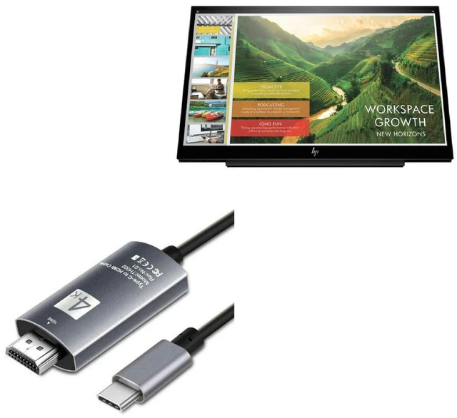 Alt view image 6 of 10 - BoxWave Cable Compatible with HP EliteDisplay S14 - SmartDisplay Cable - USB Type-C to HDMI (6 ft), USB C/HDMI Cable - Jet Black