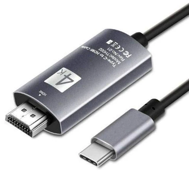 Alt view image 7 of 10 - BoxWave Cable Compatible with HP EliteDisplay S14 - SmartDisplay Cable - USB Type-C to HDMI (6 ft), USB C/HDMI Cable - Jet Black