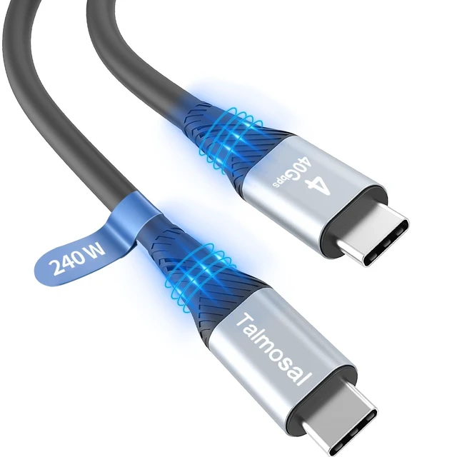 Alt view image 6 of 10 - Talmosal 240W for Thunderbolt 4 Cable 10 ft, Support 8K@60Hz, 4K@144Hz 40Gbps/240W PD Charging for iPhone 17, USB4, Mac mini M4 / M4 Pro, MacBook Pro, Docking, eGPU, SSD, Surface Pro