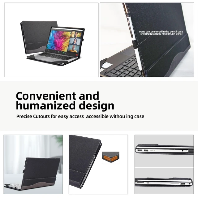 Alt view image 9 of 10 - Laptop Case Cover for HP ZBook Firefly 14 G11 14" Mobile Workstation Notebook Sleeve Computer Bag Protective PU Leather Shell (Gray)
