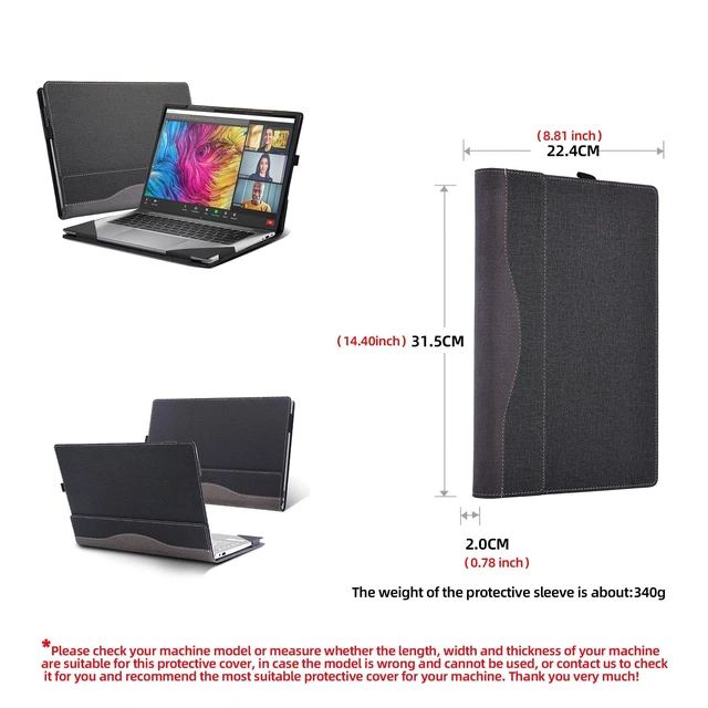 Alt view image 8 of 10 - Laptop Case Cover for HP ZBook Firefly 14 G11 14" Mobile Workstation Notebook Sleeve Computer Bag Protective PU Leather Shell (Gray)