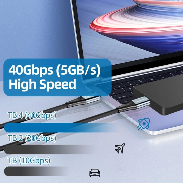 Alt view image 7 of 10 - Talmosal 240W for Thunderbolt 4 Cable 10 ft, Support 8K@60Hz, 4K@144Hz 40Gbps/240W PD Charging for iPhone 17, USB4, Mac mini M4 / M4 Pro, MacBook Pro, Docking, eGPU, SSD, Surface Pro