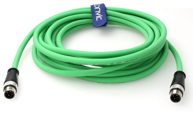 Alt view image 6 of 10 - Eonvic Flexible Gigabit Ethernet Cable M12 D Code 4 Pin to 4 Pin Male Cat5e Shielded Networking Cable for Industrial Camera (5M)