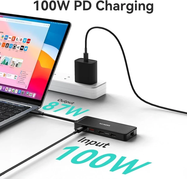 Alt view image 10 of 10 - MOKiN USB-C Hub, 9-in-1 USBC Dock, Dual 4K HDMI USB C to USB Adapter, 1 Gbps Ethernet Hub, 100W Power Delivery, SD Card Reader for MacBook Pro, XPS and More