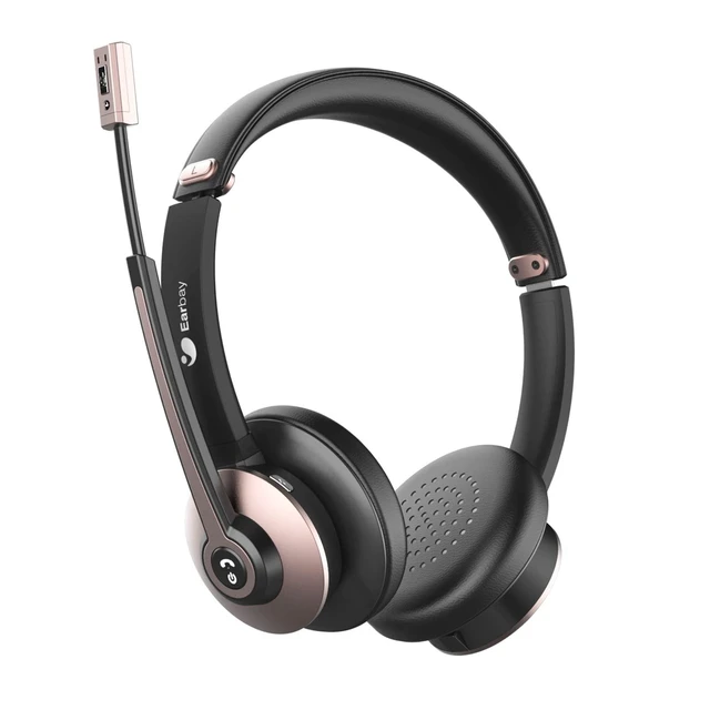 Alt view image 6 of 10 - Earbay Wireless Headset, Bluetooth Headsets with Microphone Noise Cancelling, On Ear Headphones with Mic Mute, Handsfree PC Headsets for Zoom/Ms Teams/Skype/Dual Connect/Laptop/iPhone/Tablet