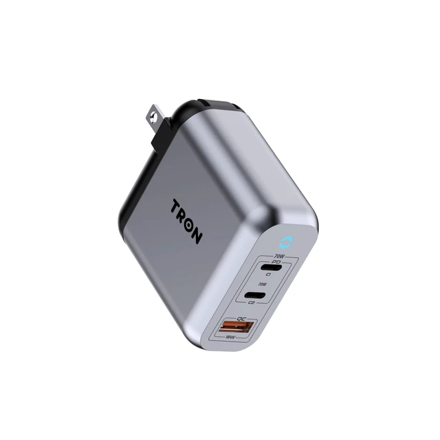 Alt view image 6 of 10 - TRON 70W Power Adapter, Universal Compatibility, CNC Aluminum Construction, Fast Charging for iPhone, iPad, MacBook, Android, TR78