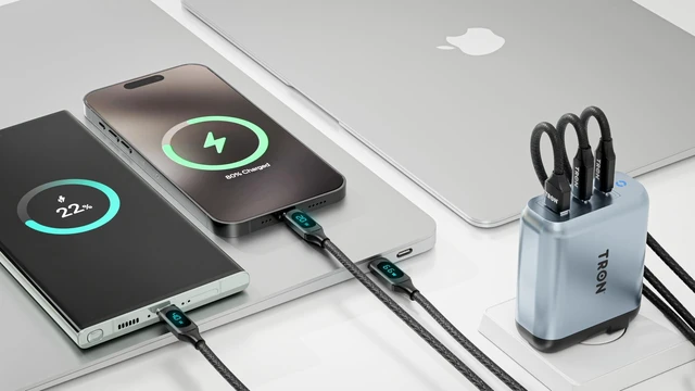 Alt view image 7 of 10 - TRON 70W Power Adapter, Universal Compatibility, CNC Aluminum Construction, Fast Charging for iPhone, iPad, MacBook, Android, TR78