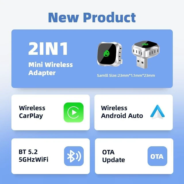 Alt view image 7 of 10 - Wireless CarPlay Adapter for iPhone, Convert Wired to Wireless Apple CarPlay Adapter, Plug & Play, No Delay & Stable Control, Mini Size, USB & USB-C/Type-C for Cars 2016+ iOS10+, CarPlay