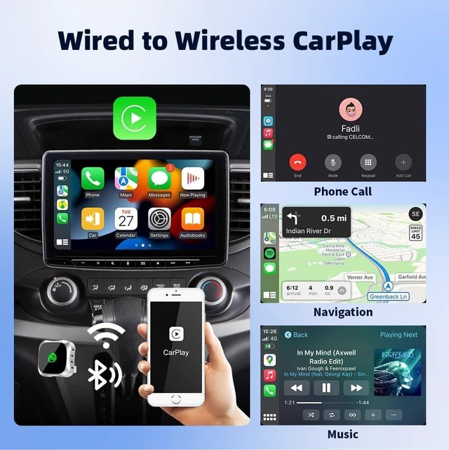 Alt view image 10 of 10 - Wireless CarPlay Adapter for iPhone, Convert Wired to Wireless Apple CarPlay Adapter, Plug & Play, No Delay & Stable Control, Mini Size, USB & USB-C/Type-C for Cars 2016+ iOS10+, CarPlay