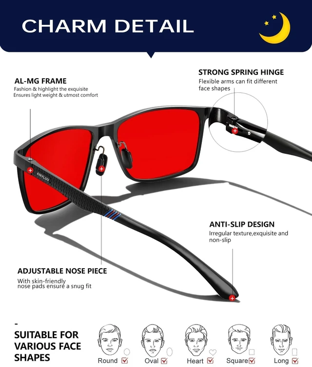 Alt view image 9 of 10 - ANYLUV Blue Light Glasses Men/Women, Al-Mg Blue Light Blocking Glasses for Sleeping, Relieve Eyestrain Eye Protection-Black