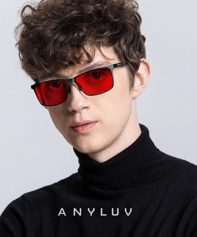 Alt view image 7 of 10 - ANYLUV Blue Light Glasses Men/Women, Al-Mg Blue Light Blocking Glasses for Sleeping, Relieve Eyestrain Eye Protection-Black