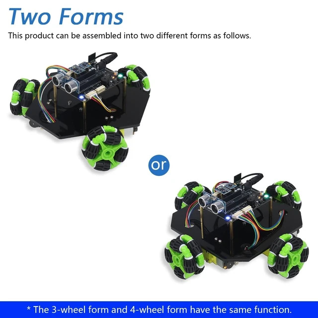 Alt view image 8 of 10 - Freenove Omni Wheel Car Kit for Raspberry Pi Pico 1 2 W (Not Included), 3-Wheel and 4-Wheel Forms, Accelerometer Module, Compass Module, Ultrasonic Distance Sensor