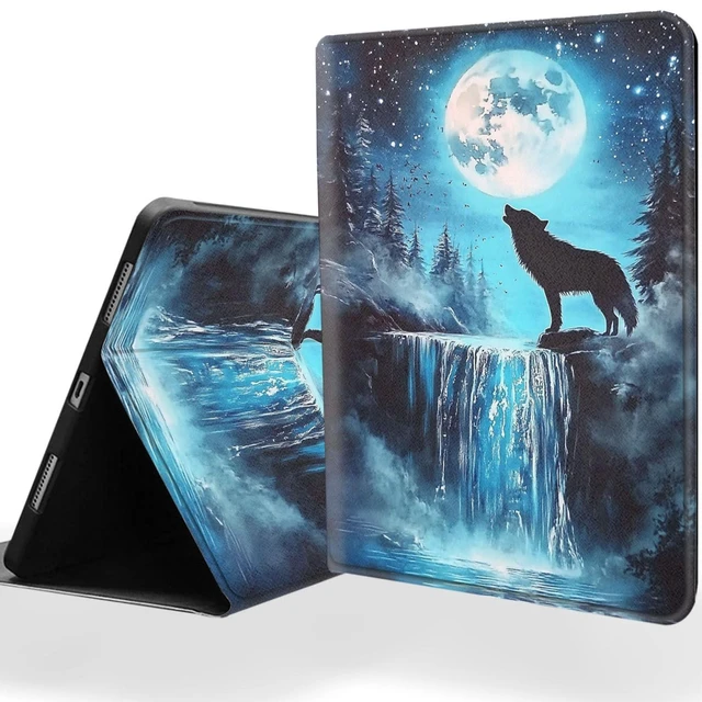 Alt view image 6 of 10 - DSRGRGFDJ Tablet Case for iPad 6th/5th Generation 9.7 Inch with Magnetic Auto Wake/Sleep and Multi-Angle Adjustable Stand Cover - Wolf Under The Moon