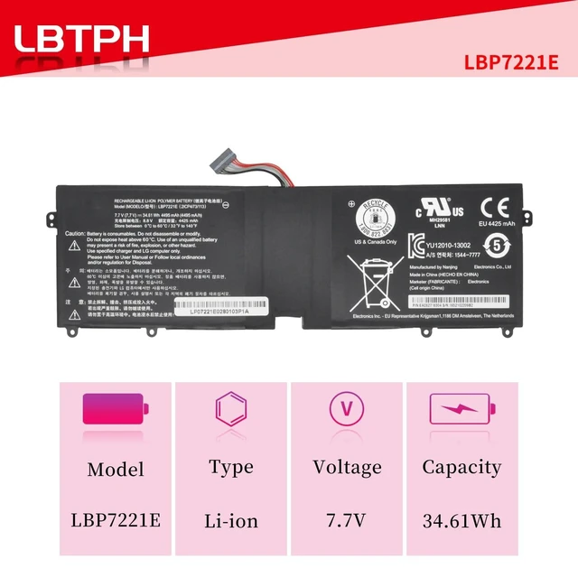 Alt view image 7 of 10 - LBTECH LBP7221E LBG722VH Compatible Laptop Battery Replacement for LG Gram 13Z940 14Z950 15Z960 15Z950 Series 7.7V 34.61Wh
