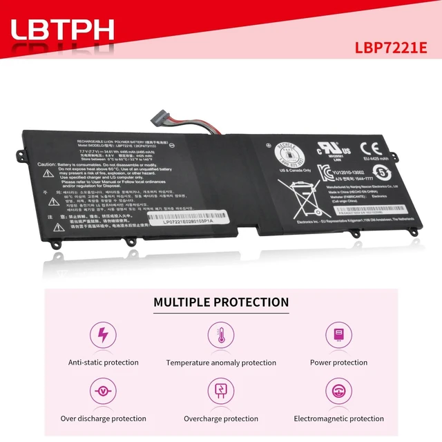 Alt view image 10 of 10 - LBTECH LBP7221E LBG722VH Compatible Laptop Battery Replacement for LG Gram 13Z940 14Z950 15Z960 15Z950 Series 7.7V 34.61Wh