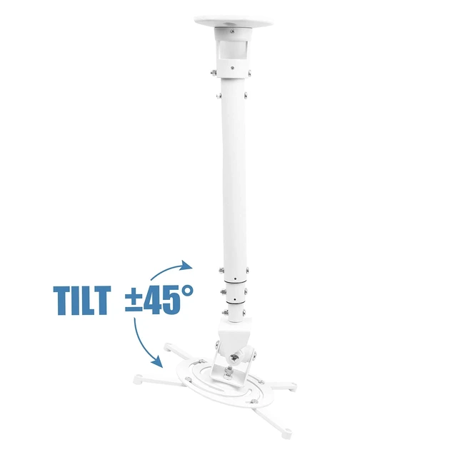 Alt view image 8 of 10 - DYNAVISTA Full Motion Universal Ceiling Projector Mount Bracket with Adjustable Height and Extendable Arms Rotating Swivel Mount for Home and Office Projector (White)