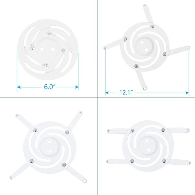 Alt view image 10 of 10 - DYNAVISTA Full Motion Universal Ceiling Projector Mount Bracket with Adjustable Height and Extendable Arms Rotating Swivel Mount for Home and Office Projector (White)