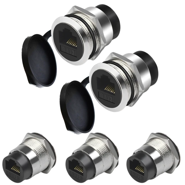 Alt view image 6 of 10 - YiKaiEn RJ45 CAT6 Panel Mount Adapter Female-to-Female Ethernet Pass-Through Connector, 10 Gbps Bulkhead Interface Adapter, XLR/D-Panel Mountable with Waterproof & Dustproof Cover (5-Pack Silver)