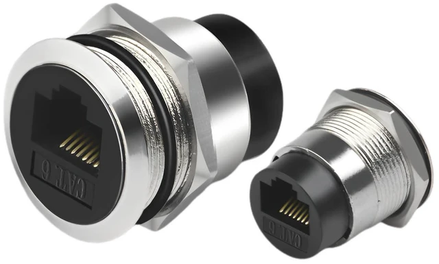 Alt view image 10 of 10 - YiKaiEn RJ45 CAT6 Panel Mount Adapter Female-to-Female Ethernet Pass-Through Connector, 10 Gbps Bulkhead Interface Adapter, XLR/D-Panel Mountable with Waterproof & Dustproof Cover (5-Pack Silver)
