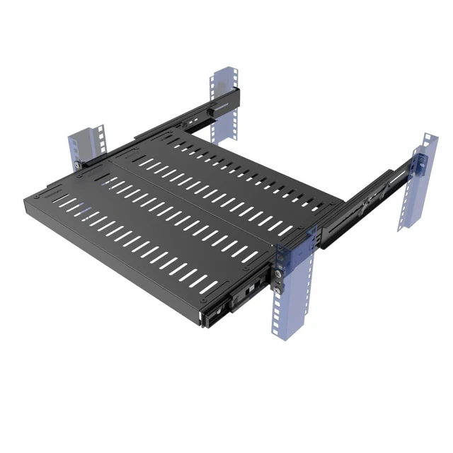 Alt view image 6 of 10 - JINGCHENGMEI 1U Sliding Rack Shelf, 4-Post Vented Rack Mount Shelf 14-17 Deep with Adjustable Mounting Depth 15"-22" for 19 Inch AV/Network Equipment Rack,Disassembled, Black (15-22)