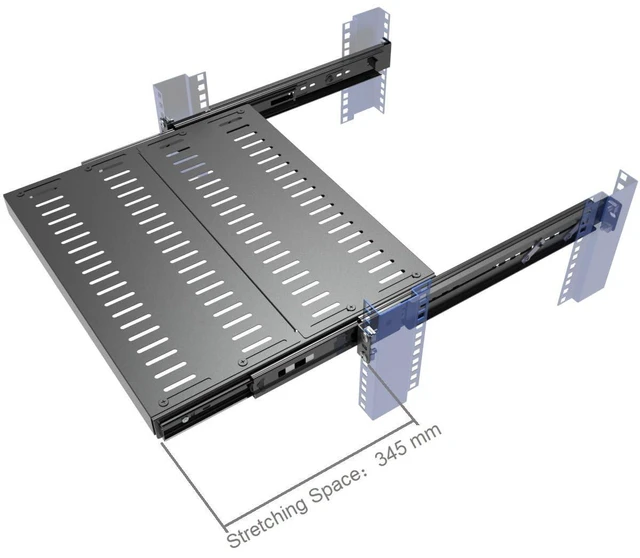 Alt view image 8 of 10 - JINGCHENGMEI 1U Sliding Rack Shelf, 4-Post Vented Rack Mount Shelf 14-17 Deep with Adjustable Mounting Depth 15"-22" for 19 Inch AV/Network Equipment Rack,Disassembled, Black (15-22)