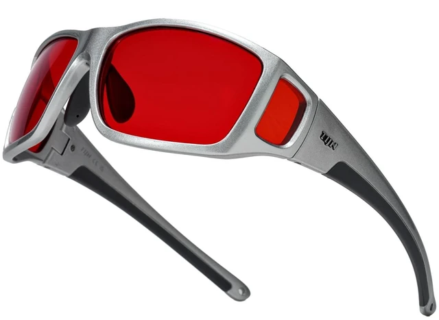 Alt view image 6 of 10 - TIJN Sleep Glasses for Blue & Green Light Blocking,Red Lens Dual AR Coating,Wraparound Oversized for Screen,Computer & Gaming,Metallic Silver