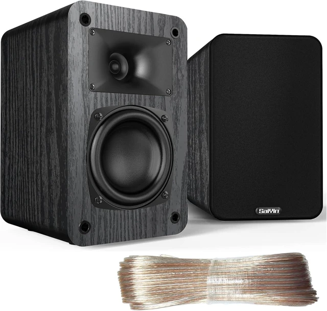 Alt view image 6 of 10 - Saiyin Passive Bookshelf Speakers,4, Needs Amplifier to Operate for Desktop Stereo or Home Theater Surround Sound,Wall Mountable,Include 20 Gauge Speaker Wire Cable(OFC)
