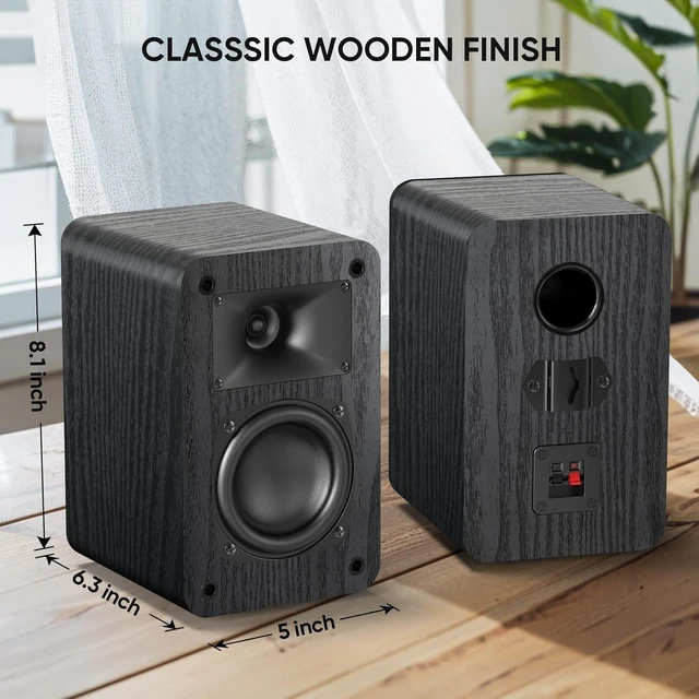 Alt view image 8 of 10 - Saiyin Passive Bookshelf Speakers,4, Needs Amplifier to Operate for Desktop Stereo or Home Theater Surround Sound,Wall Mountable,Include 20 Gauge Speaker Wire Cable(OFC)