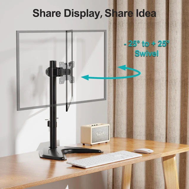 Alt view image 10 of 10 - MOUNT PRO Single Monitor Stands Fits 13-32 inch/17.6 lbs Screen, Free-Standing Computer Monitor Mount for Desk, Display Standing with Adjustable Height/Tilt/Swivel/Rotation, VESA 75x75 100x100