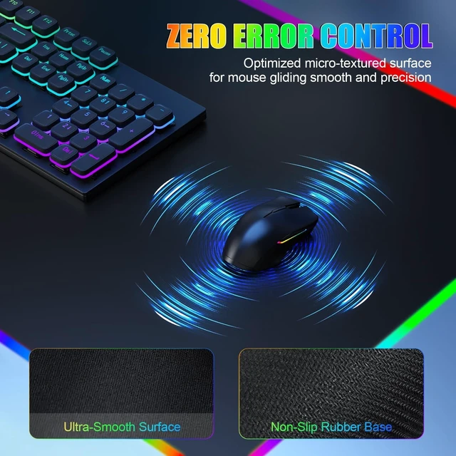 Alt view image 10 of 10 - RGB Mouse Pad with Foldable Phone Stand & Wireless Charger, 31.5"x11.8" XL Gaming Mousepad Large Desk Mat, Desk Pad with Dual Charging for Phone & AirPods ^^ 11 Colors & 5 Modes ^^ Waterproof
