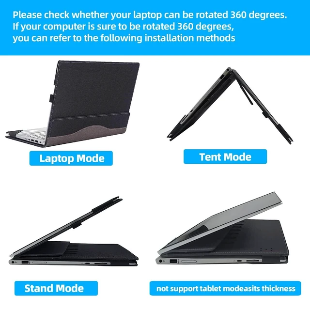 Alt view image 8 of 10 - Laptop Enclosure Cover for HP EliteBook 630 G11 Notebook 13.3" Laptop Cover Computer Drop Protection PU Leather case (Black)