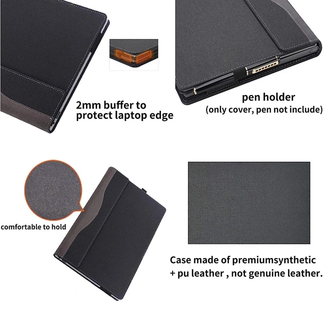 Alt view image 9 of 10 - Laptop Enclosure Cover for HP EliteBook 630 G11 Notebook 13.3" Laptop Cover Computer Drop Protection PU Leather case (Black)