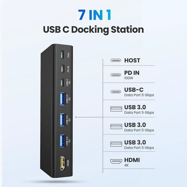 Alt view image 8 of 10 - tounee Laptop Stand with Detachable USB-C Hub, 100W PD Charging, 4K@60Hz HDMI, 3 USB Ports, Ergonomic Laptop Holder Docking Station for 10-17" Laptops, MacBook & More (Black)