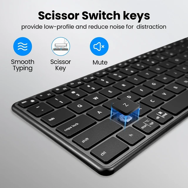 Alt view image 10 of 10 - Bnnwa K925 Wireless Bluetooth Keyboard, Full Size with Number Pad, Quiet Typing, Multi-Device Connection for Windows/PC/Laptop/Phone