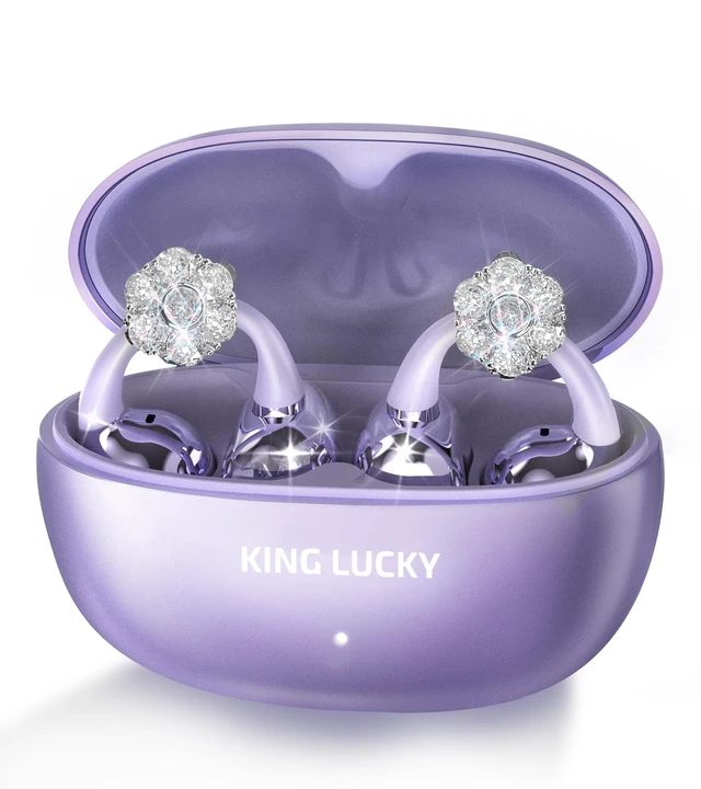 Alt view image 6 of 10 - King Lucky i21 Open Ear Clip On Earbuds Wireless Bluetooth Ear Clip Headphones with Mic,Noise Cancelling, Waterproof IPX4,for Small Ears,Perfect for Running,Sports,and Glasses Wearers (07-Viole