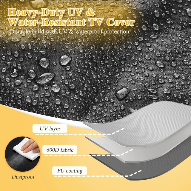 Alt view image 8 of 10 - All-Weather outdoor tv cover 43 inch weatherproof for 4043" Outdoor TVs, 600D Oxford PU-Coated Waterproof Dustproof Sunproof outdoor tv cover, Front Zipper Roll-Up Design