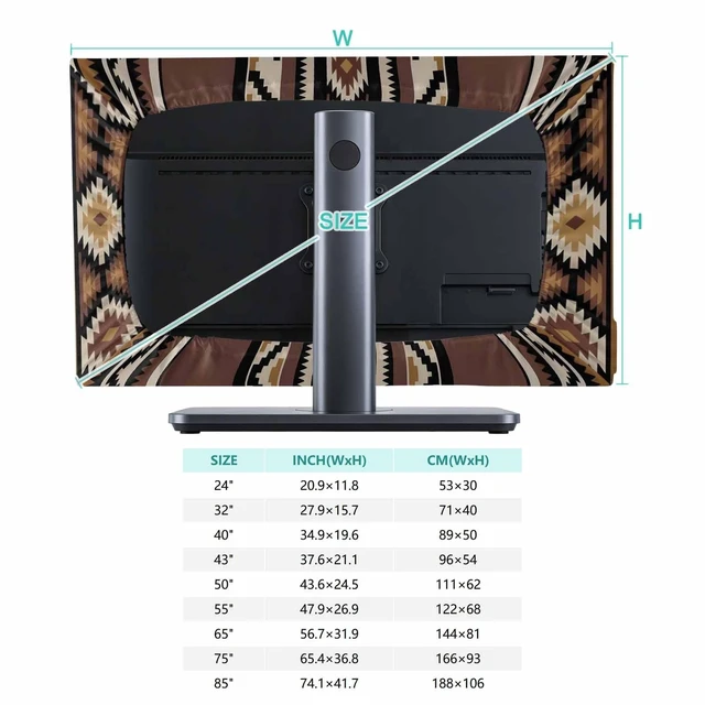 Alt view image 10 of 10 - TV Cover 75'', Brown Boho Elastic Stretch TV Screen Dust Cover Indoor, Vintage Ethnic Tribe Retro Abstract Art Washable Anti-Dust & Scratch Protector Covers, Universal Fit for Flat Curved LED LCD TVs