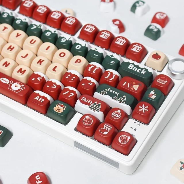 Alt view image 6 of 10 - ILYCHEEGAMI PBT keycap Cute Cartoon Christmas Style MOA Round keycaps Set Compatible with 60%, 65%, 75%, 100% Layout ANSI Mechanical Keyboard Gateron Kailh Cherry Mx Switch (MOA-Christmas Keycap Set)